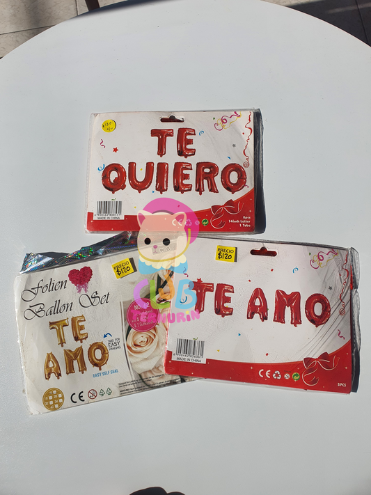 $120 cada set. Letras "TE AMO" o "TE QUIERO"